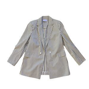 Akris Punto Women's Blazer White w/ Black/Yellow Stripe - Size 10